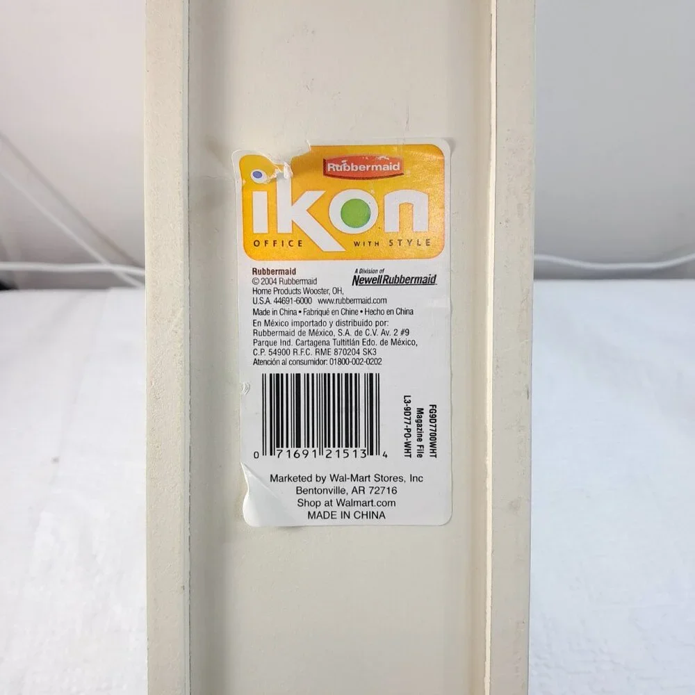 Rubbermaid Ikon wood‎ Magazine file organizer cream white storage Home Office